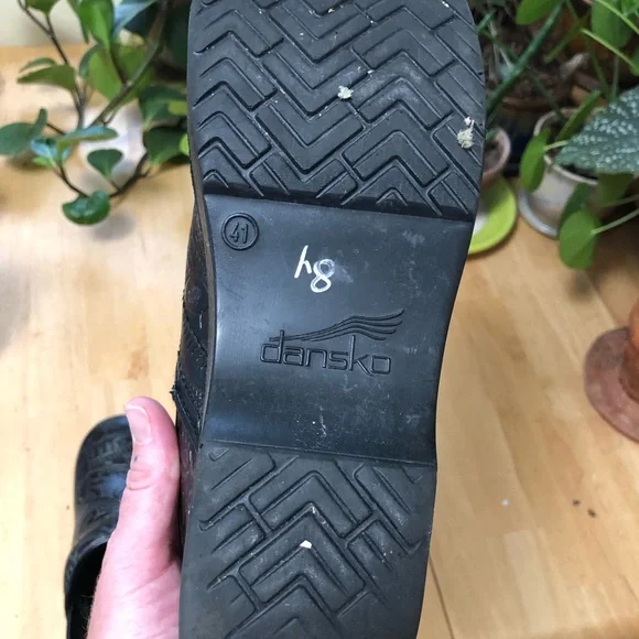 Dansko Black Embossed Sole Clogs - Picture 6 of 7